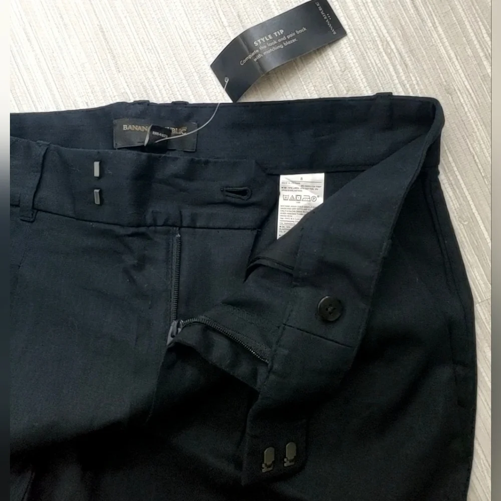 Banana Republic High Rise Pleated Wide Leg Linen Cotton Pants Black Size 8 NWT